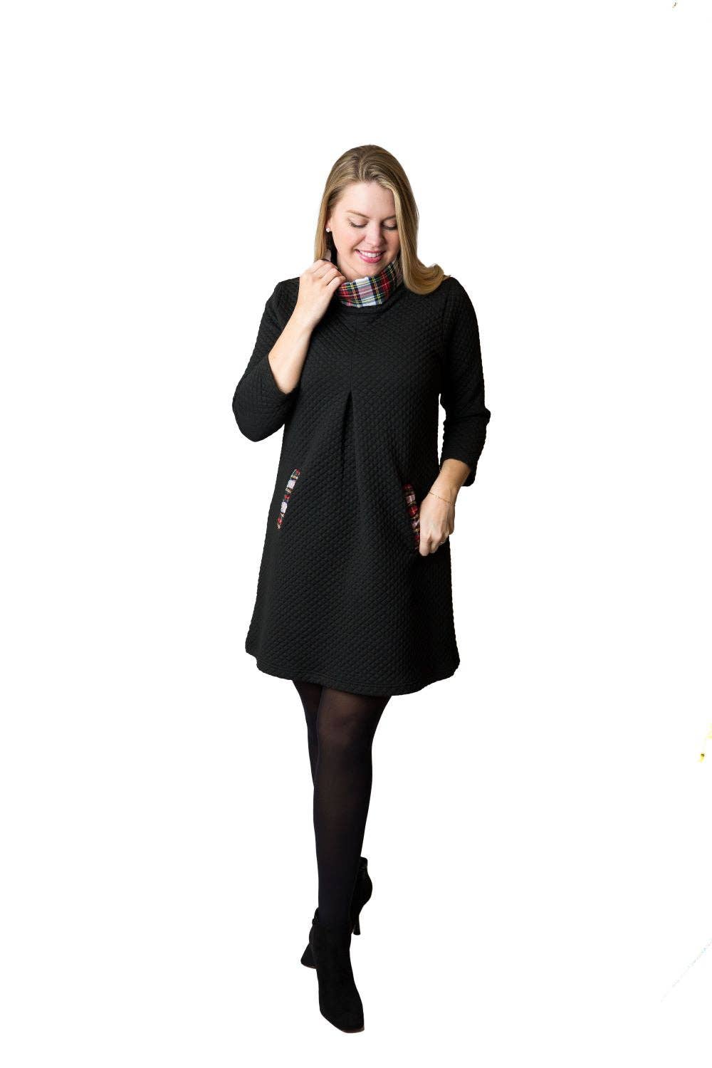 Top It Off - Quilted Ruby Dress with  Plaid Accents - Fall 2024: Red / Xtra Large