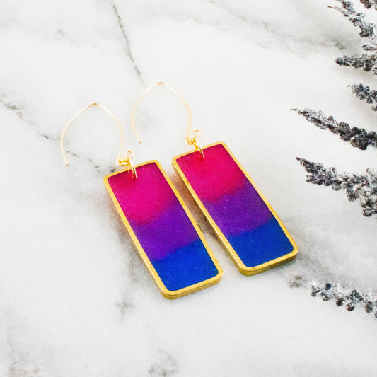 Pride Flag Bisexual Brass + Resin Earrings