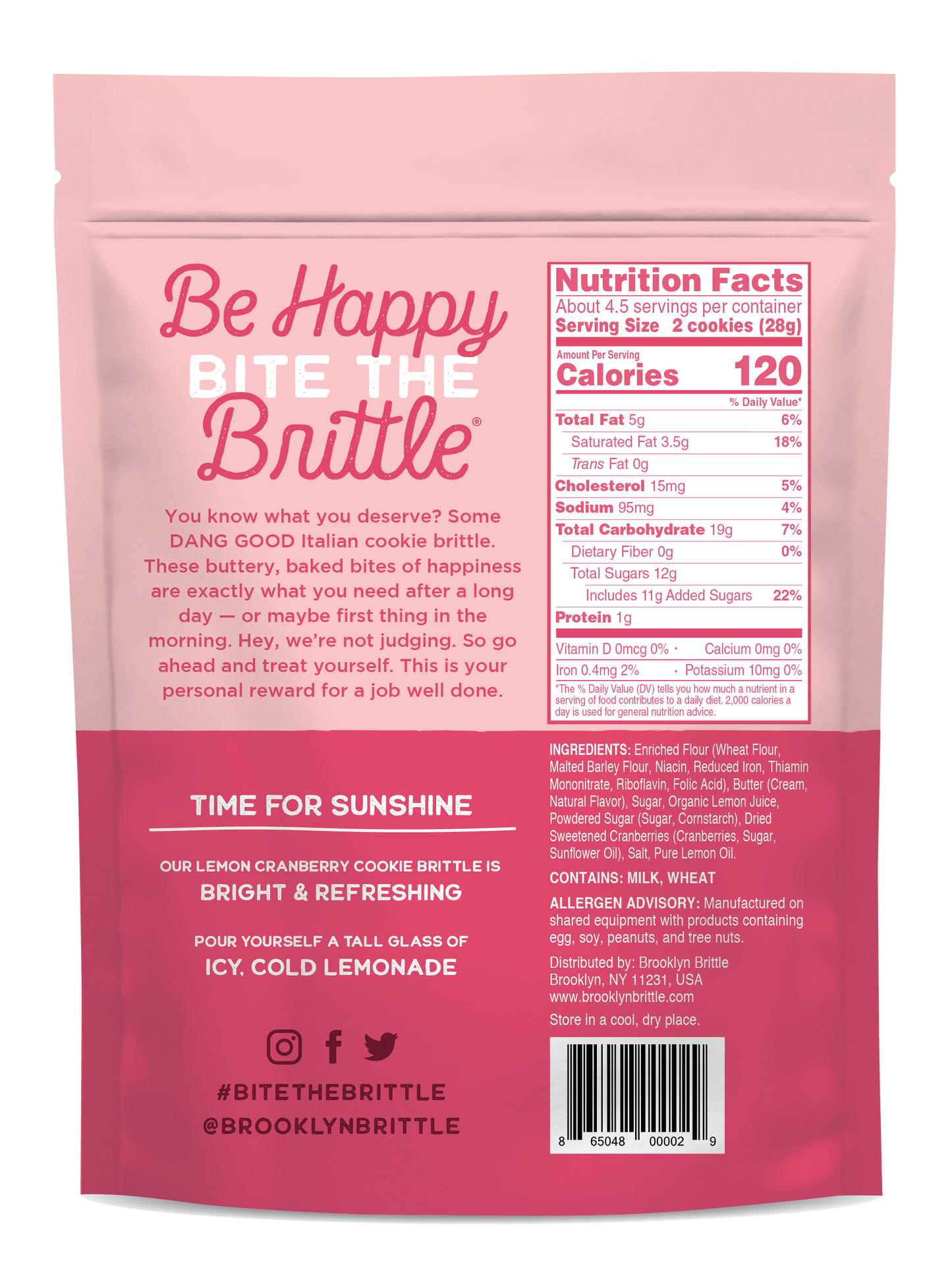 Italian Cookie Brittle – Lemon Cranberry | Pouch Bag