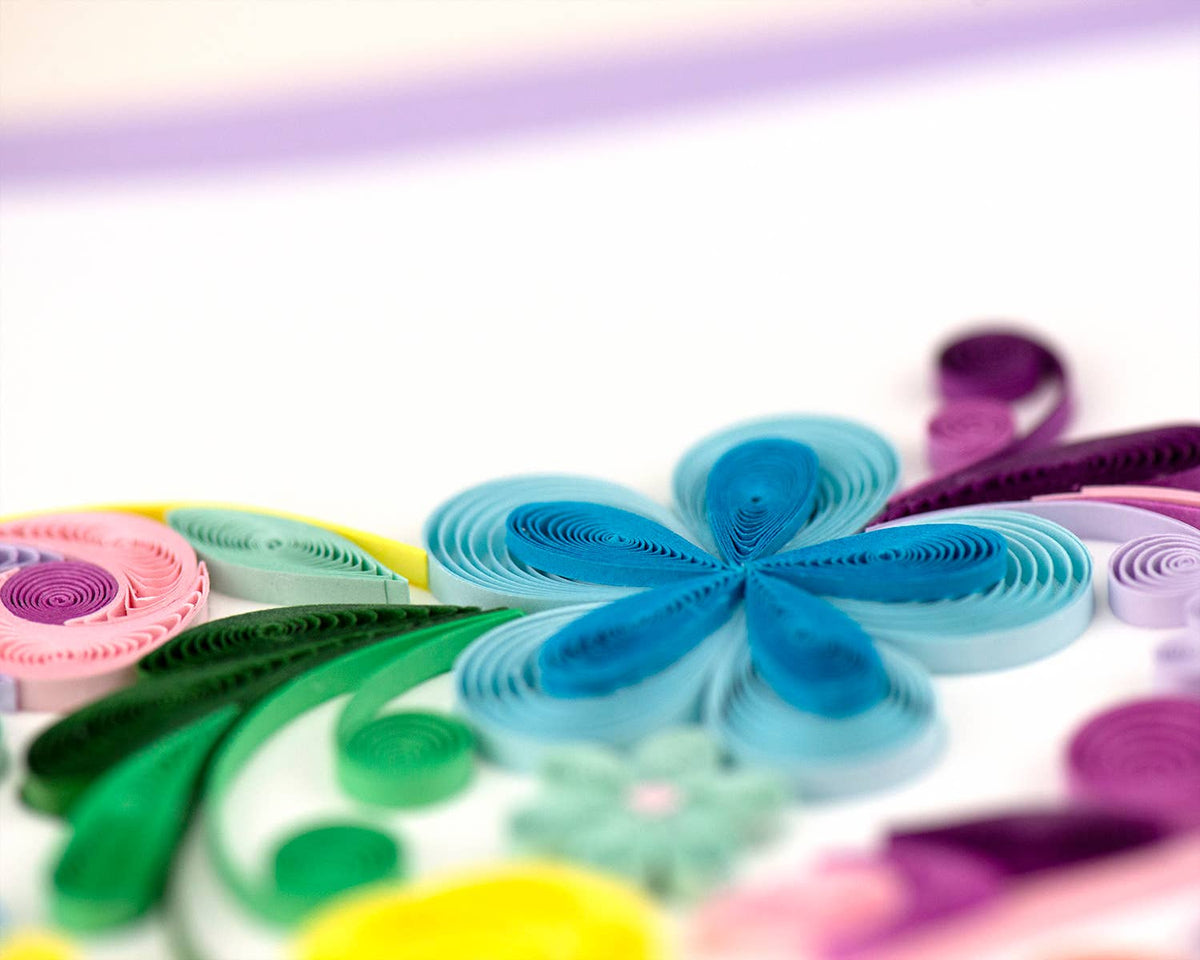 Quilling Card - Quilled Floral Rainbow Heart Greeting Card