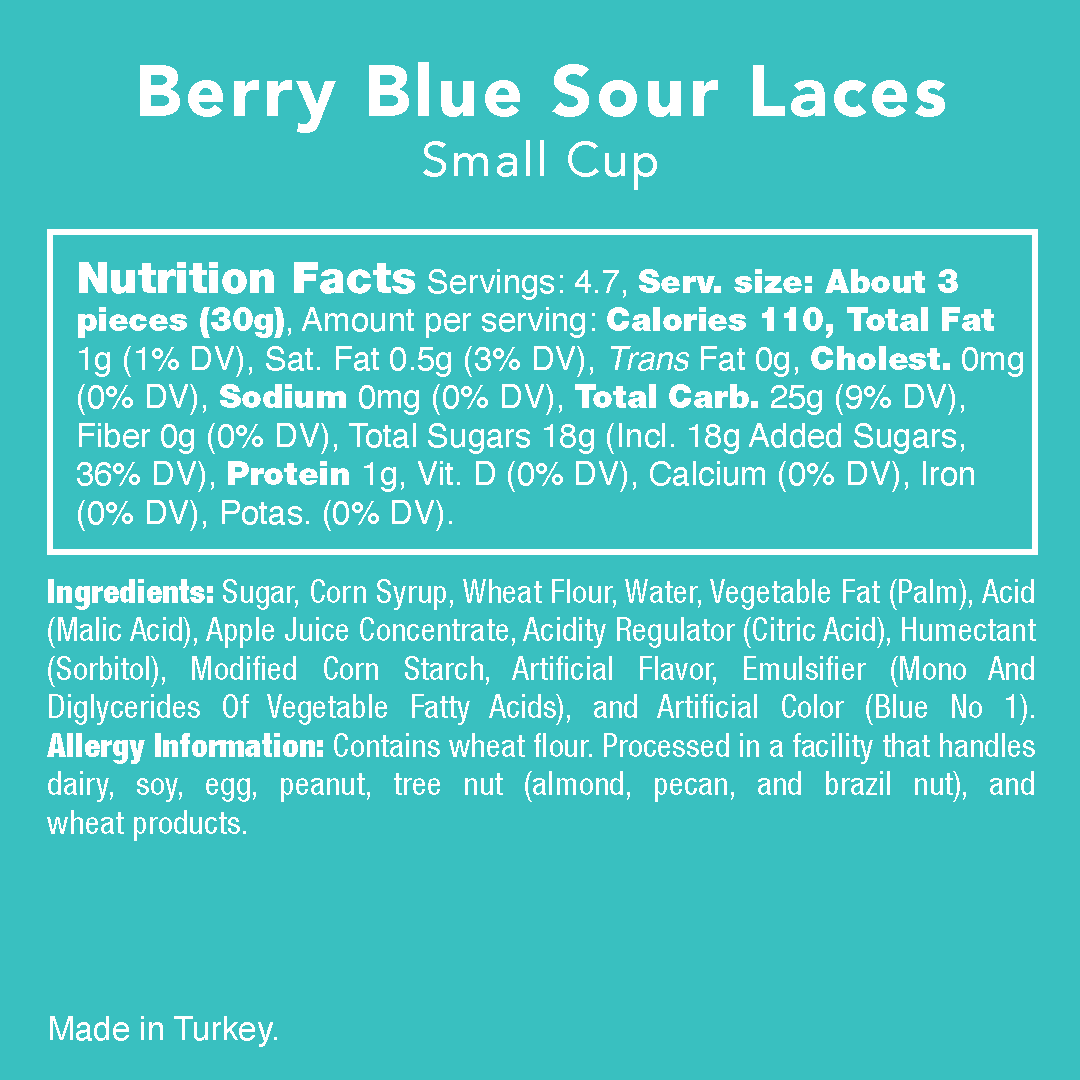 Berry Blue Sour Laces Small Cup