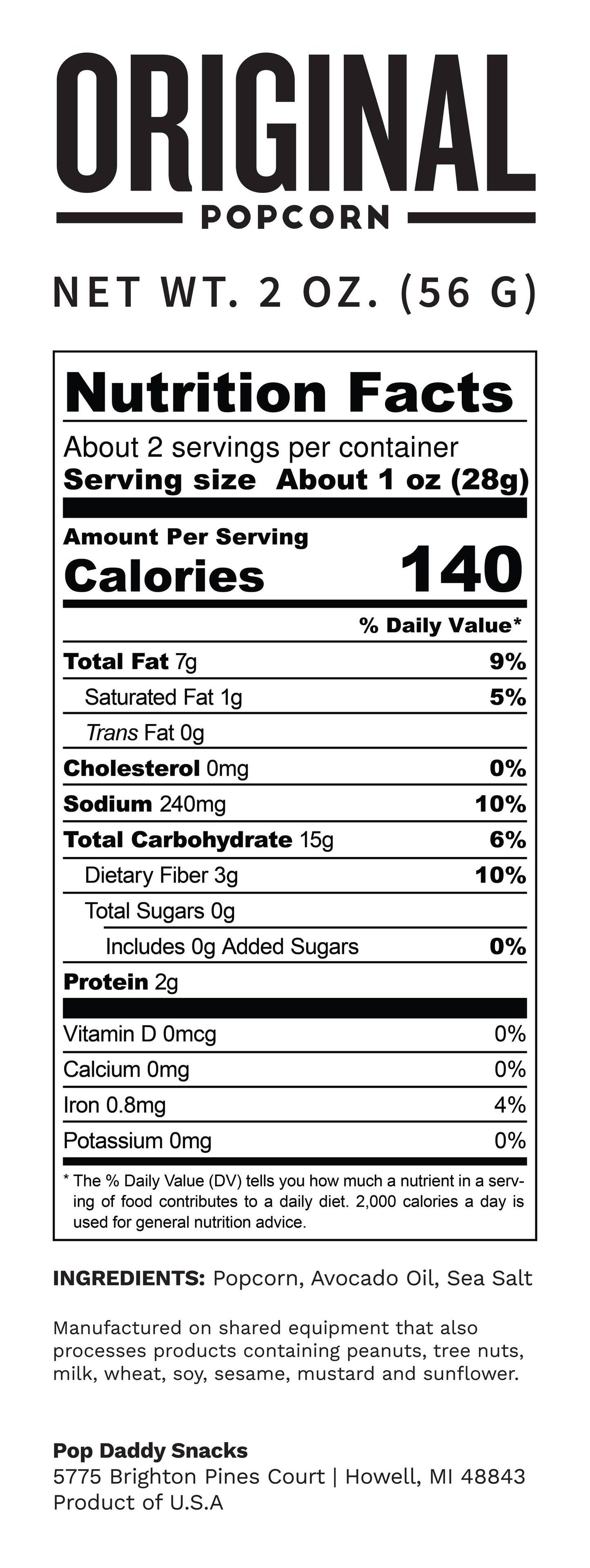 Flavored Popcorn - 2oz - Original