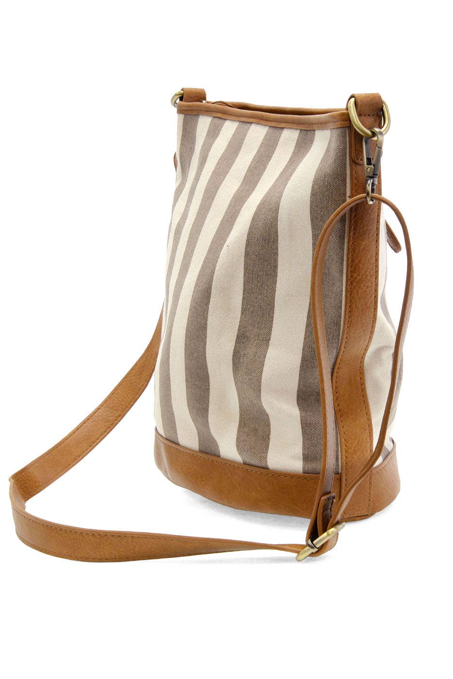 Black Awning Stripe Bucket Canvas Bag