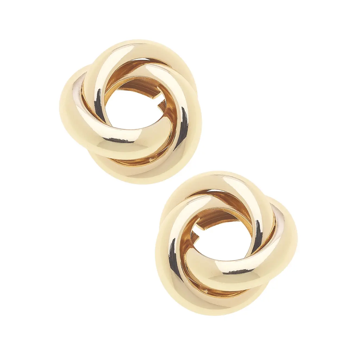 Diana Knot Stud Earrings in Shiny Gold
