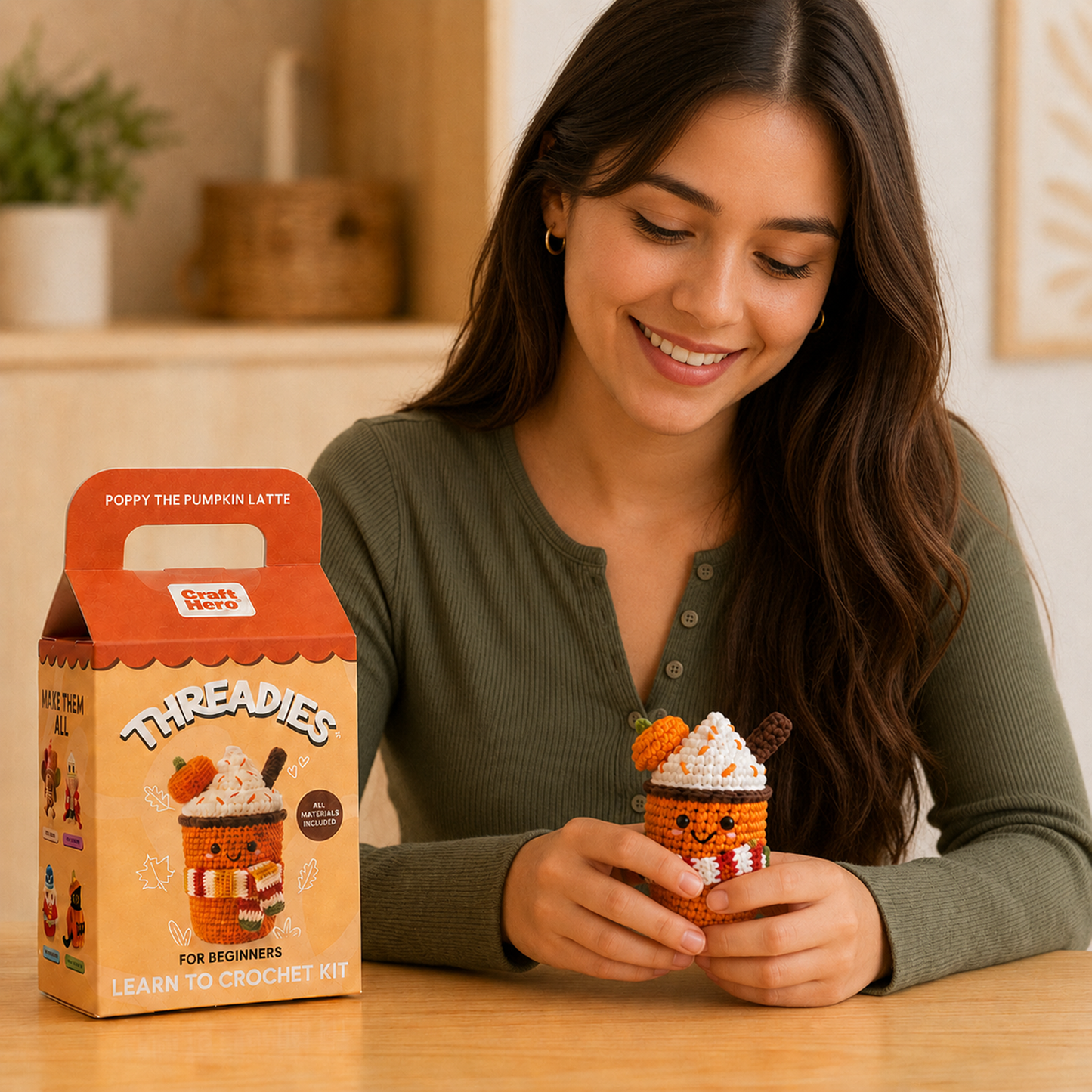 Craft Hero - Fall Crochet Kit for Beginners | Pumpkin Spice Latte | DIY