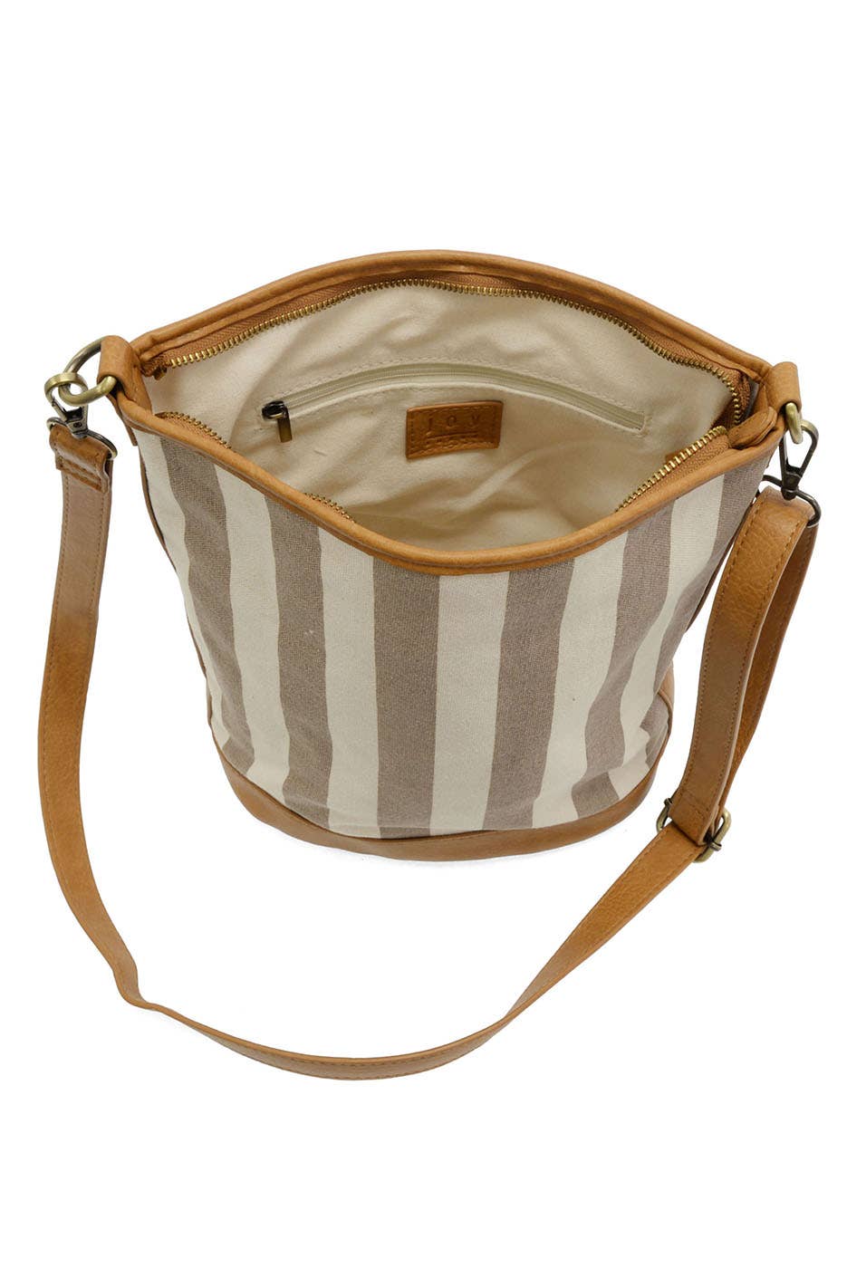 Black Awning Stripe Bucket Canvas Bag