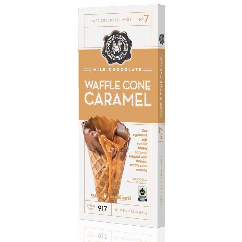 Chocolate Chocolate Chocolate Company - NO 7 - Milk Waffle Cone Caramel Bar 3.5 OZ  - CASE/12