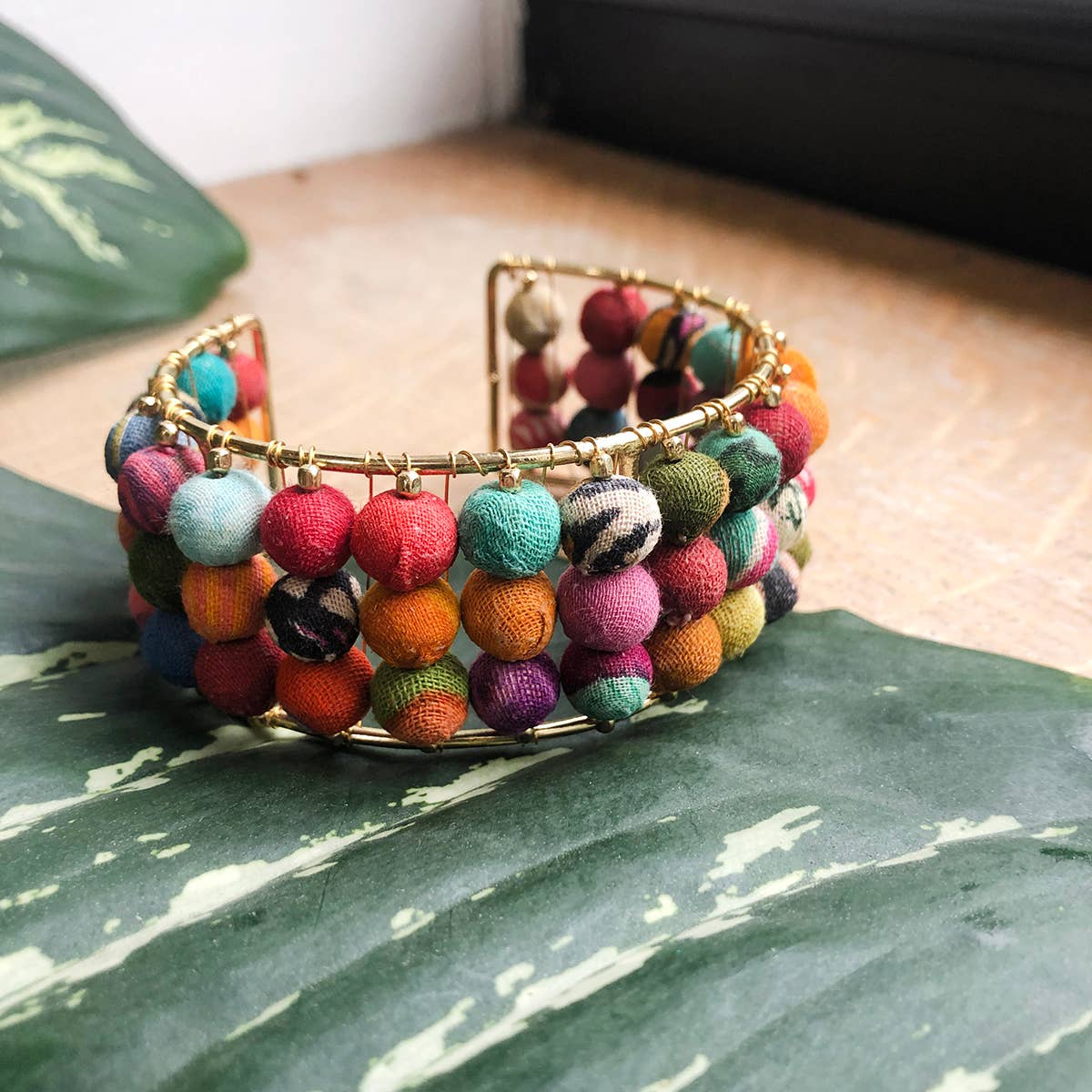 WorldFinds - Triple Stacked Kantha Cuff