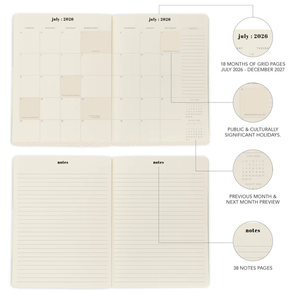 Floral 18-Month Monthly Planner