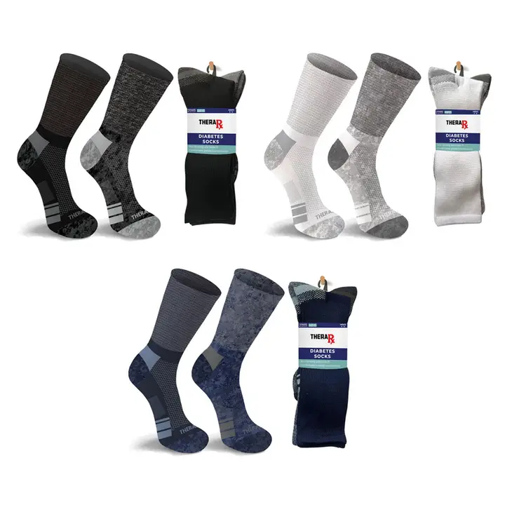 Non-Binding Loose Fit Cotton Diabetic Crew Socks (2 Pairs) - Assorted Colors