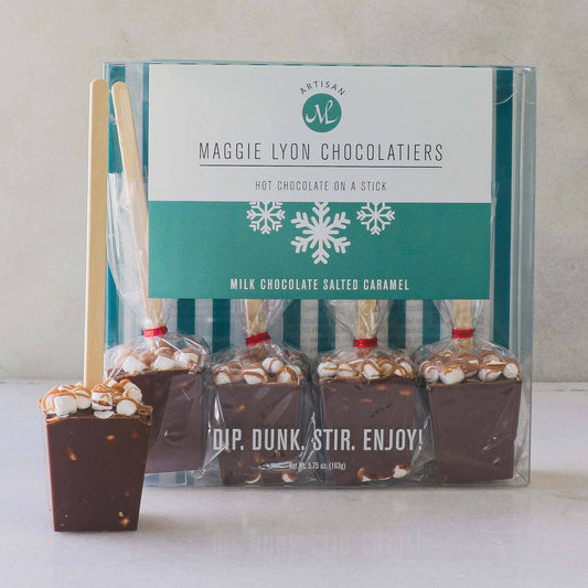 4pc Hot Chocolate On A Stick - Milk Chocolate Salted Caramel