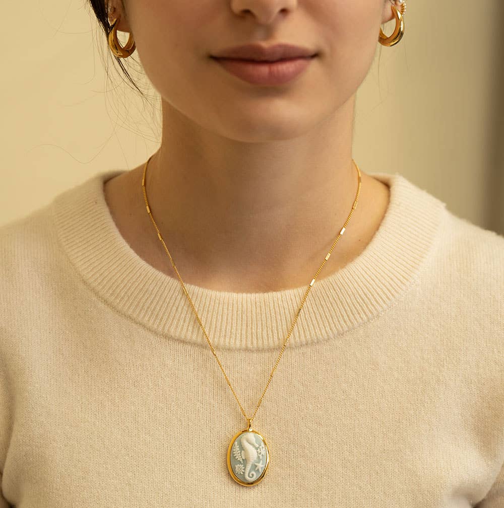 Amano Studio - Seahorse Vintage Cameo Necklace
