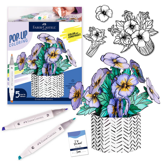 Pop Up Coloring Pansy Bouquet - Adult Coloring Craft