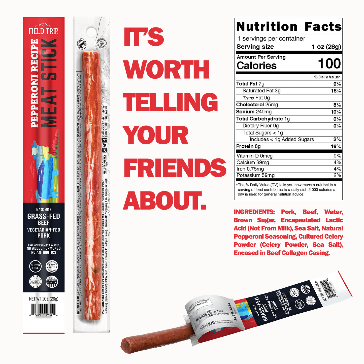 Pepperoni Seasoned Meat Stick (1oz)