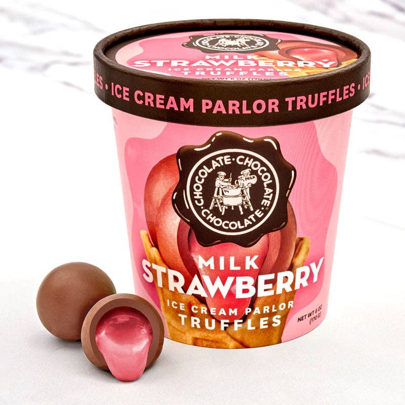 Chocolate Chocolate Chocolate Company - Milk Strawberry Ice Cream Parlor Truffles - 6 OZ- CASE/8
