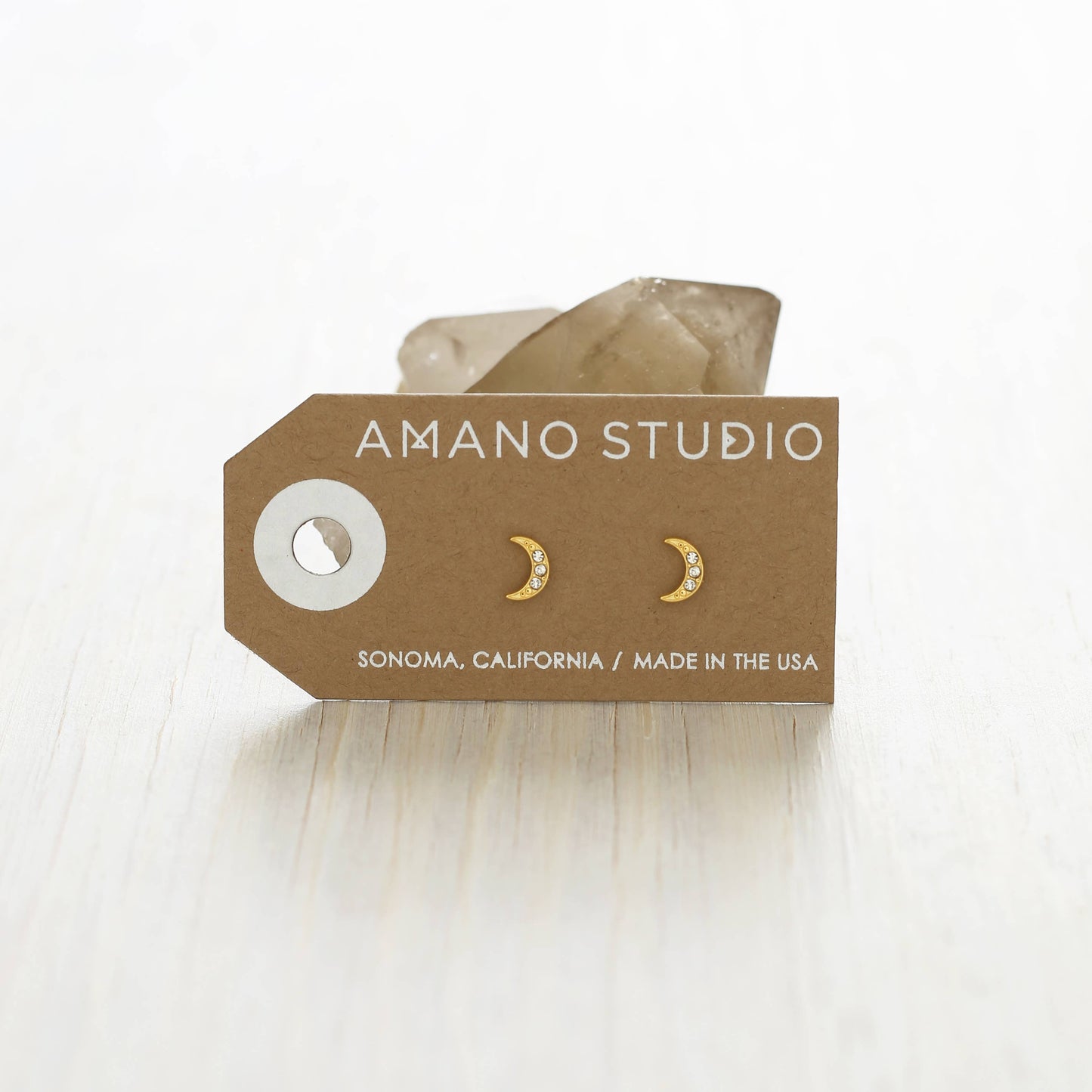 Amano Studio - Crescent Moon Crystal Stud Earrings