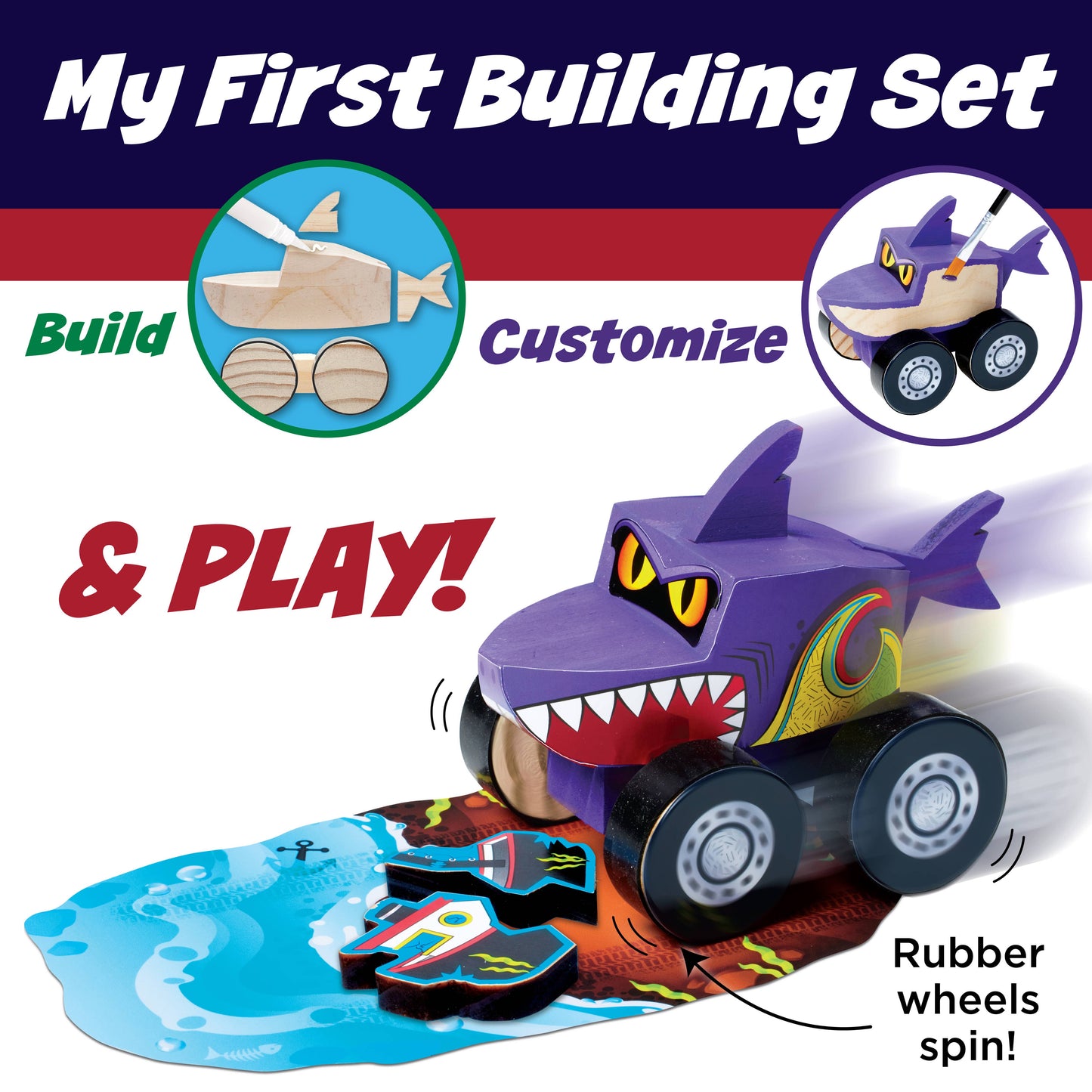 Faber-Castell / Creativity for Kids - Buildeez! Chomper Monster Shark - DIY Wooden Craft Kit