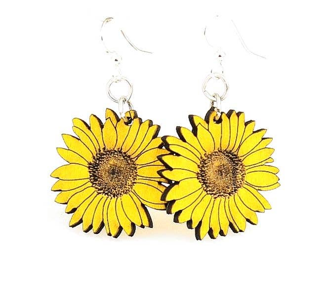 Detailed Sunflower Earrings - Lemon Yellow
