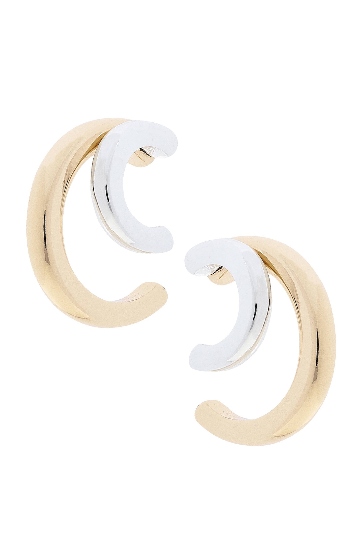 Jenny Illusion Hoop Earrings in Shiny Two Tone