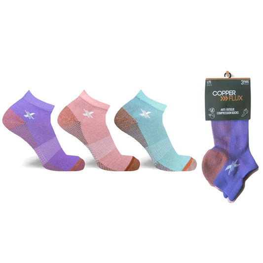 Pastel Copper-Infused Ankle Socks (3-Pairs) Medium