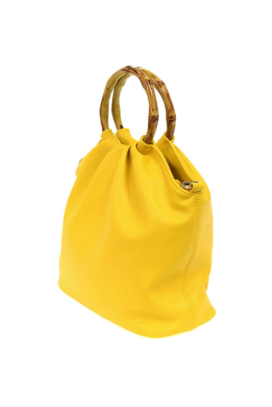 Red Natalie Bamboo Handle Pouf Bag