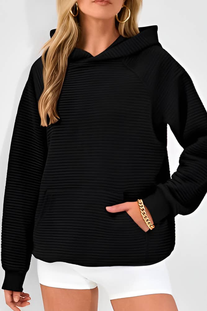 UNISHE - Solid Color Kangaroo Pockets Hooded Sweatshirt ZK2178