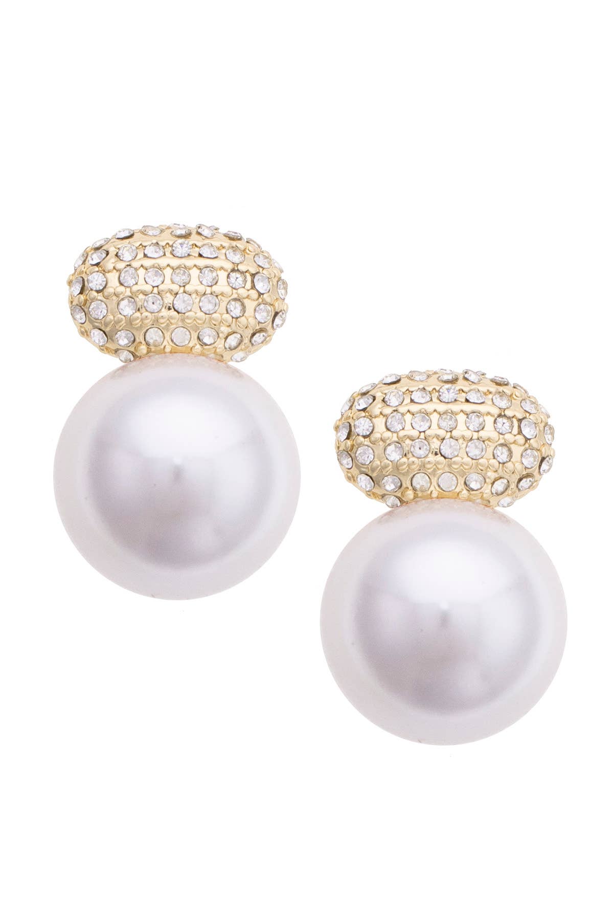 Canvas Style - Harper Pave Pearl Stud Earrings in Ivory