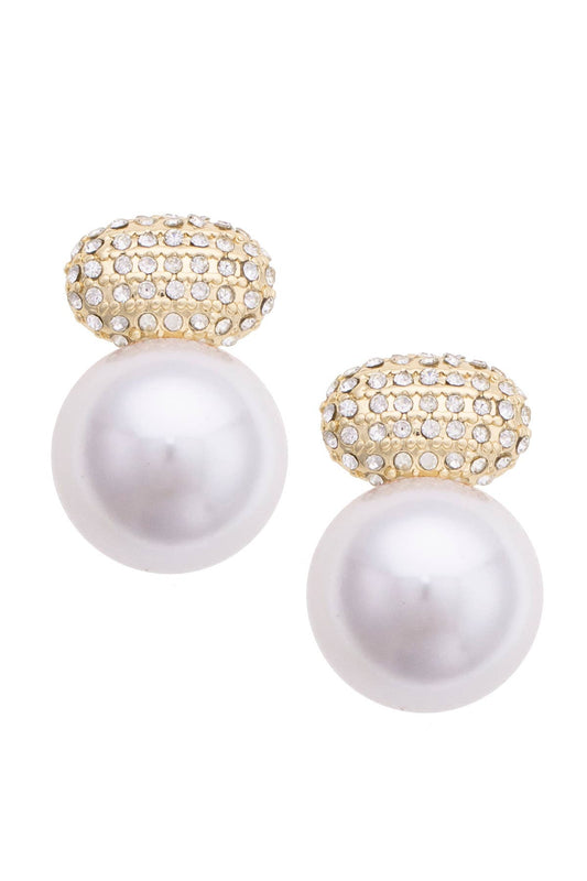 Harper Pave Pearl Stud Earrings in Ivory