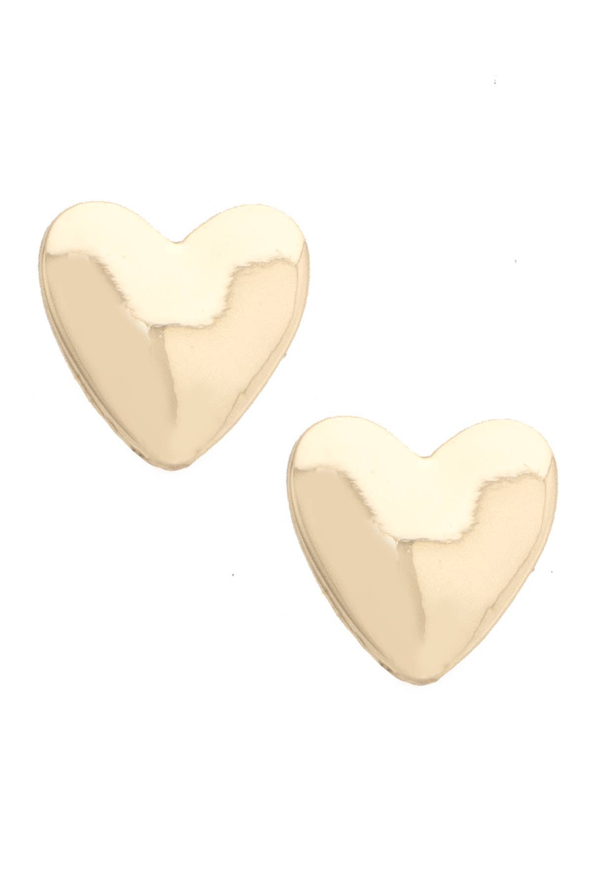 Caroline Heart Stud Earrings in Shiny Gold
