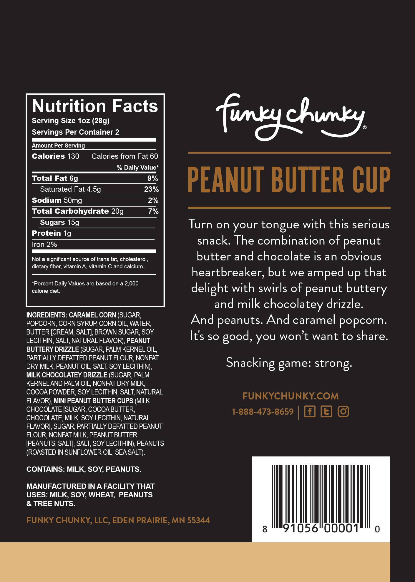Funky Chunky - Peanut Butter Cup | Caramel Corn Chocolate Popcorn | bags