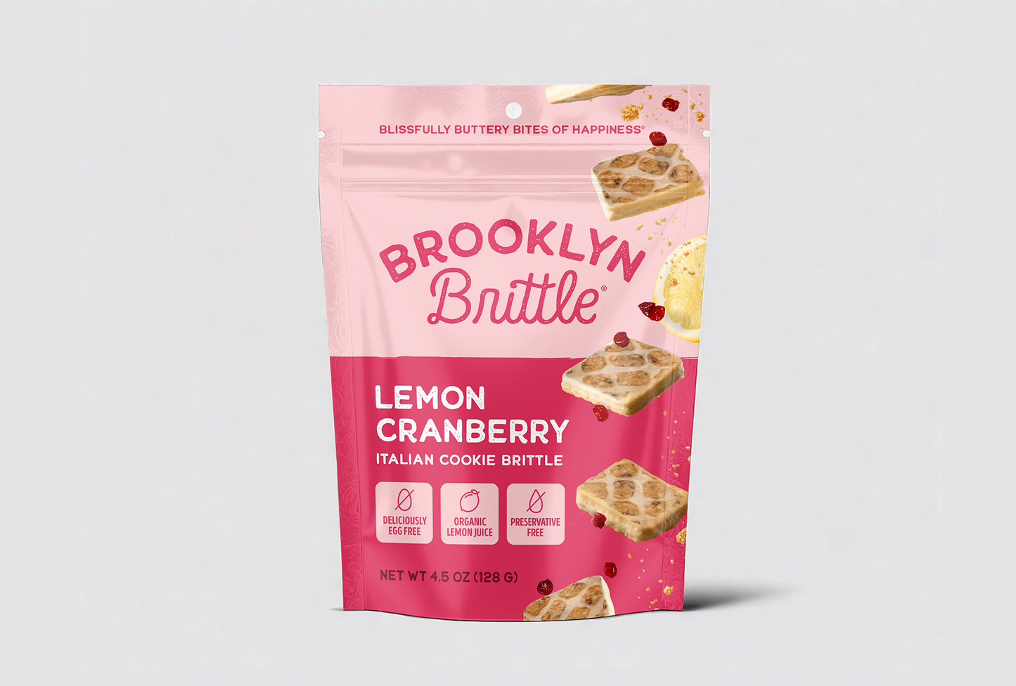 Italian Cookie Brittle – Lemon Cranberry | Pouch Bag