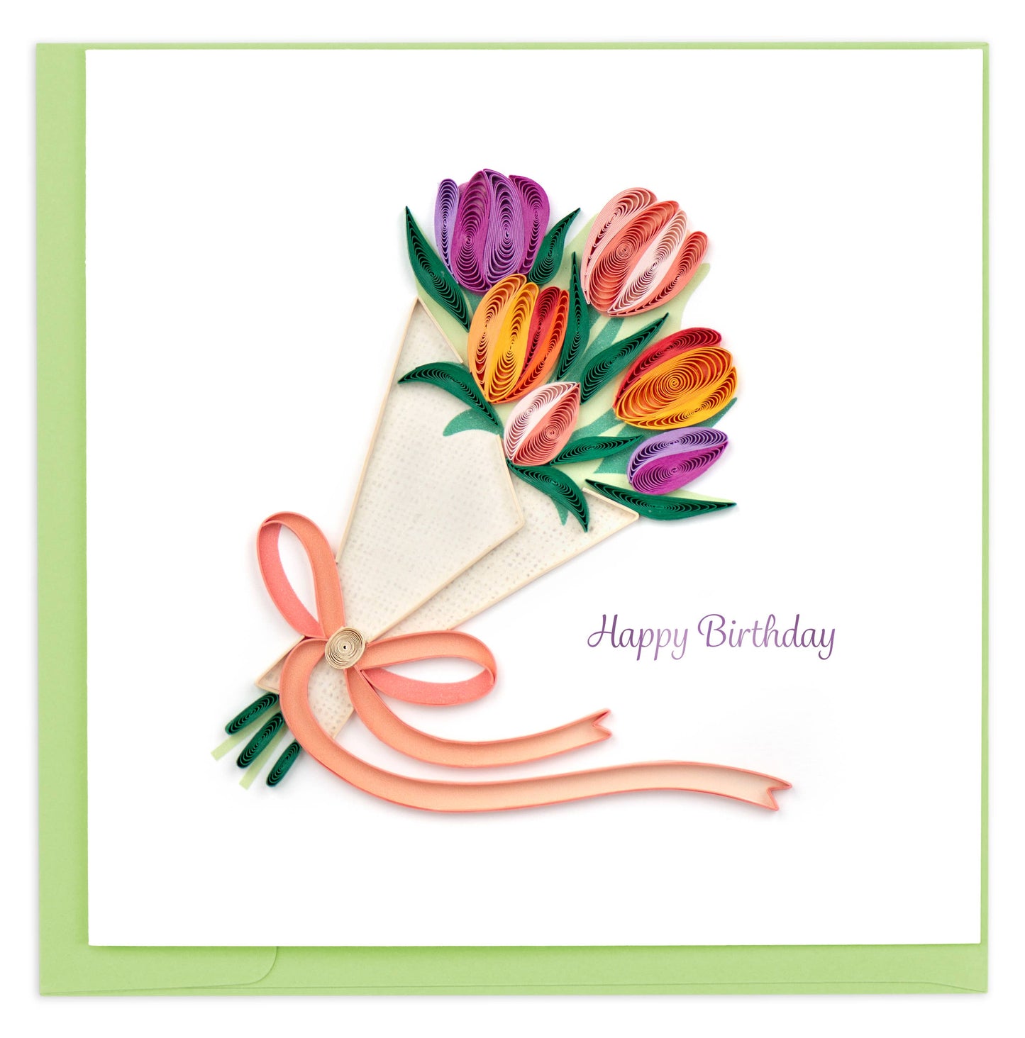 Quilling Card - Quilled Tulip Bouquet Birthday Card | Floral Birthday Card