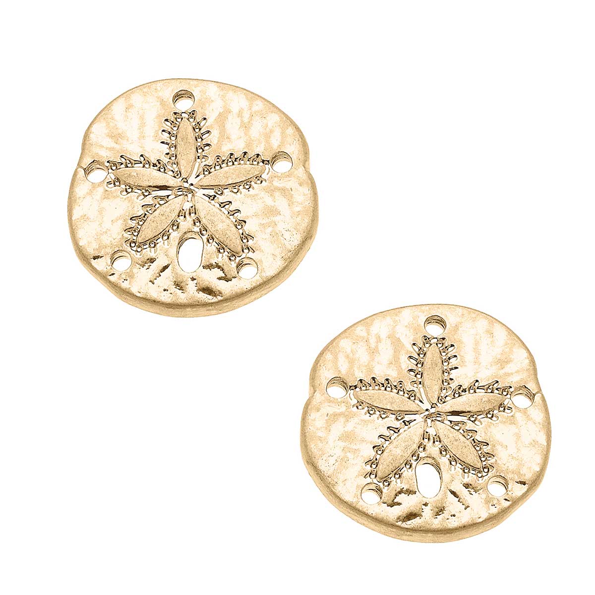 Sand Dollar Stud Earrings in Worn Gold