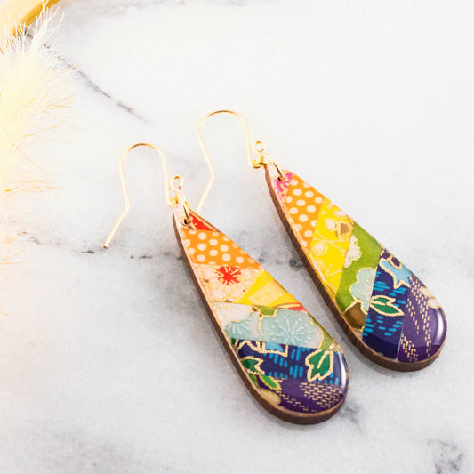 Teardrop Rainbow Collage Earring