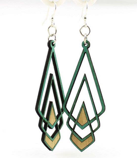 Chevron Deco Earrings: Teal Green Tree Jewelry