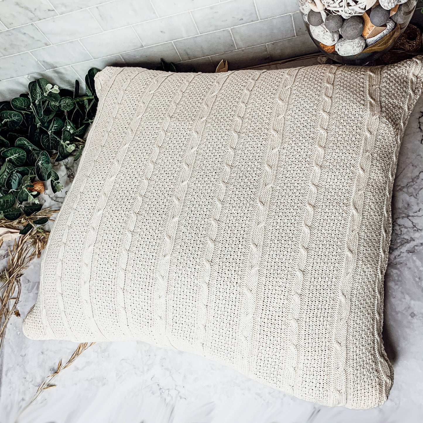 Claret Knit Sweater Like Throw Blankets - Plant Fiber & Cotton | Ivory/White