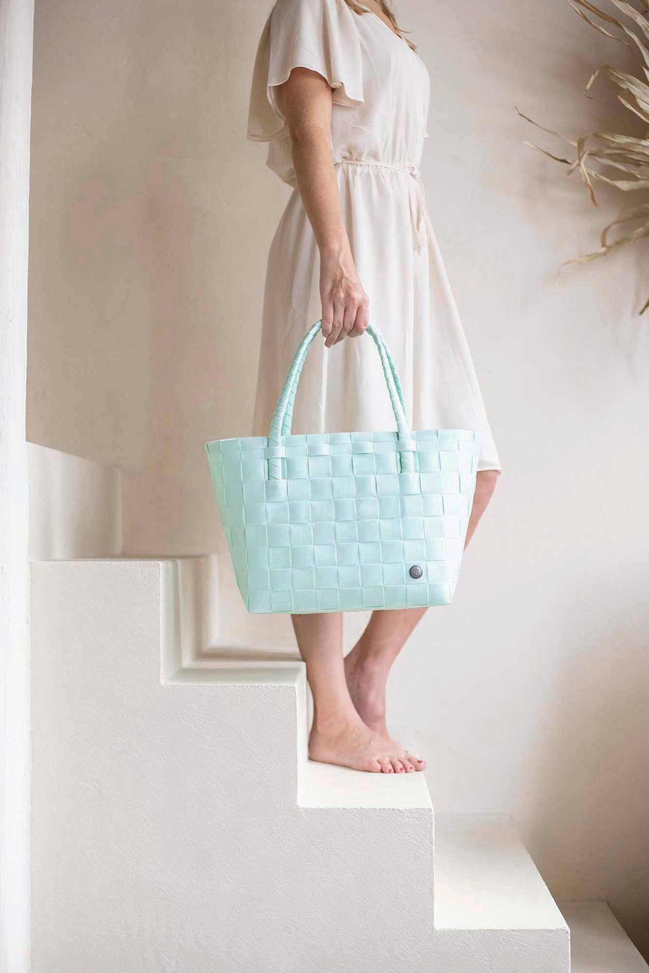 Paris Recycled Handwoven Tote Bag - Soft Mint