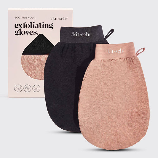 KITSCH - Exfoliating Gloves 2pc Set - Black & Terracotta