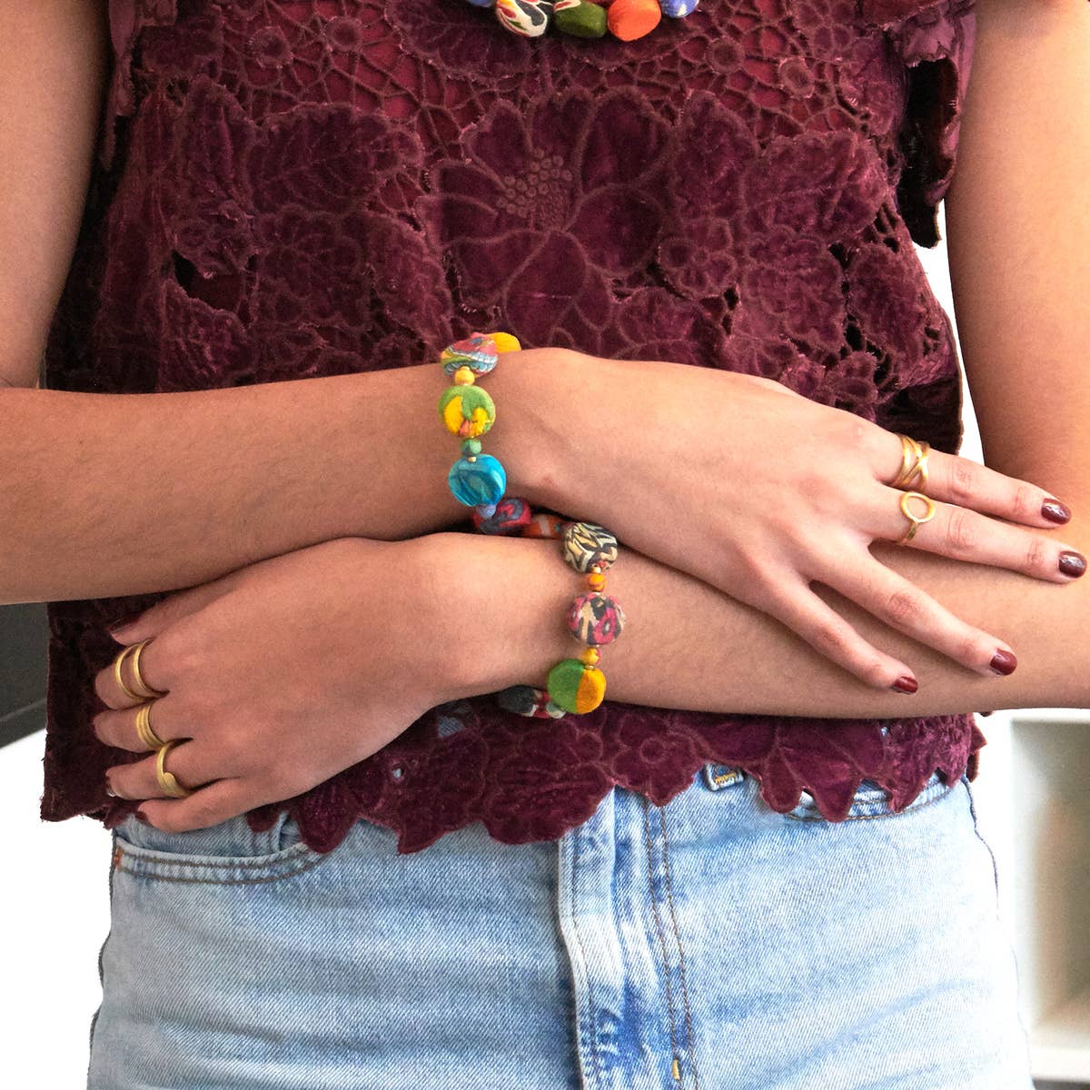 WorldFinds - Kantha Pastille Bracelet