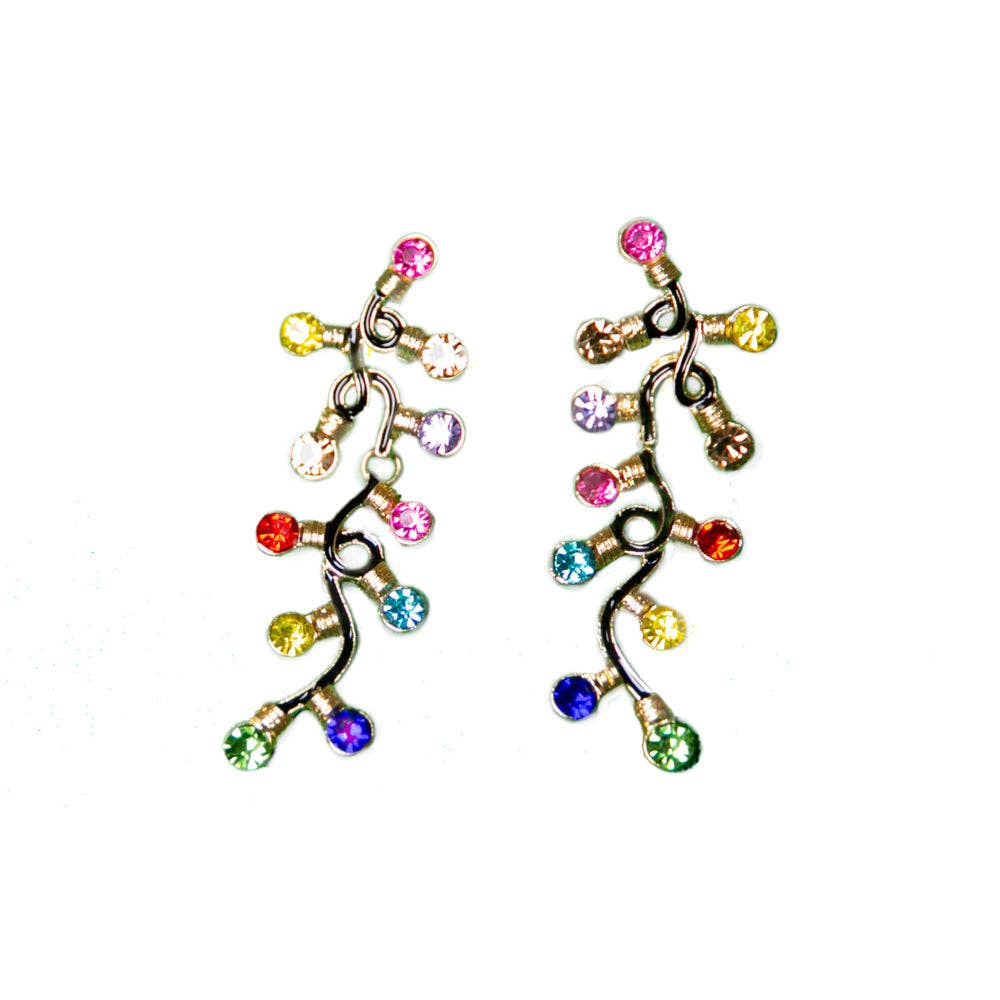 Holiday Earrings: Multi Color String Lights