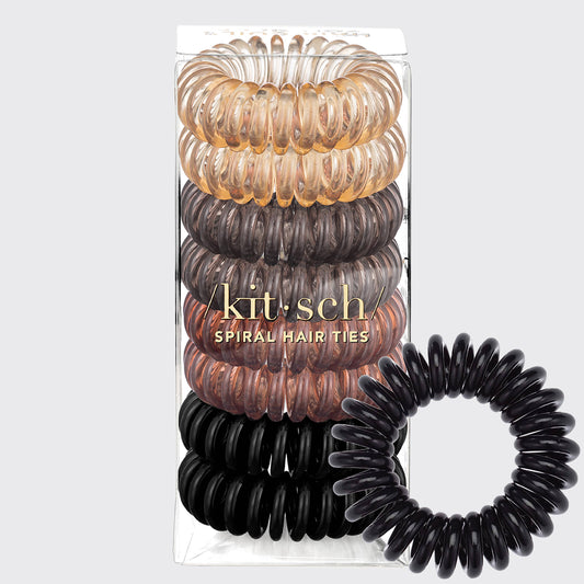 KITSCH - Spiral Hair Ties 8 Pack - Brunette
