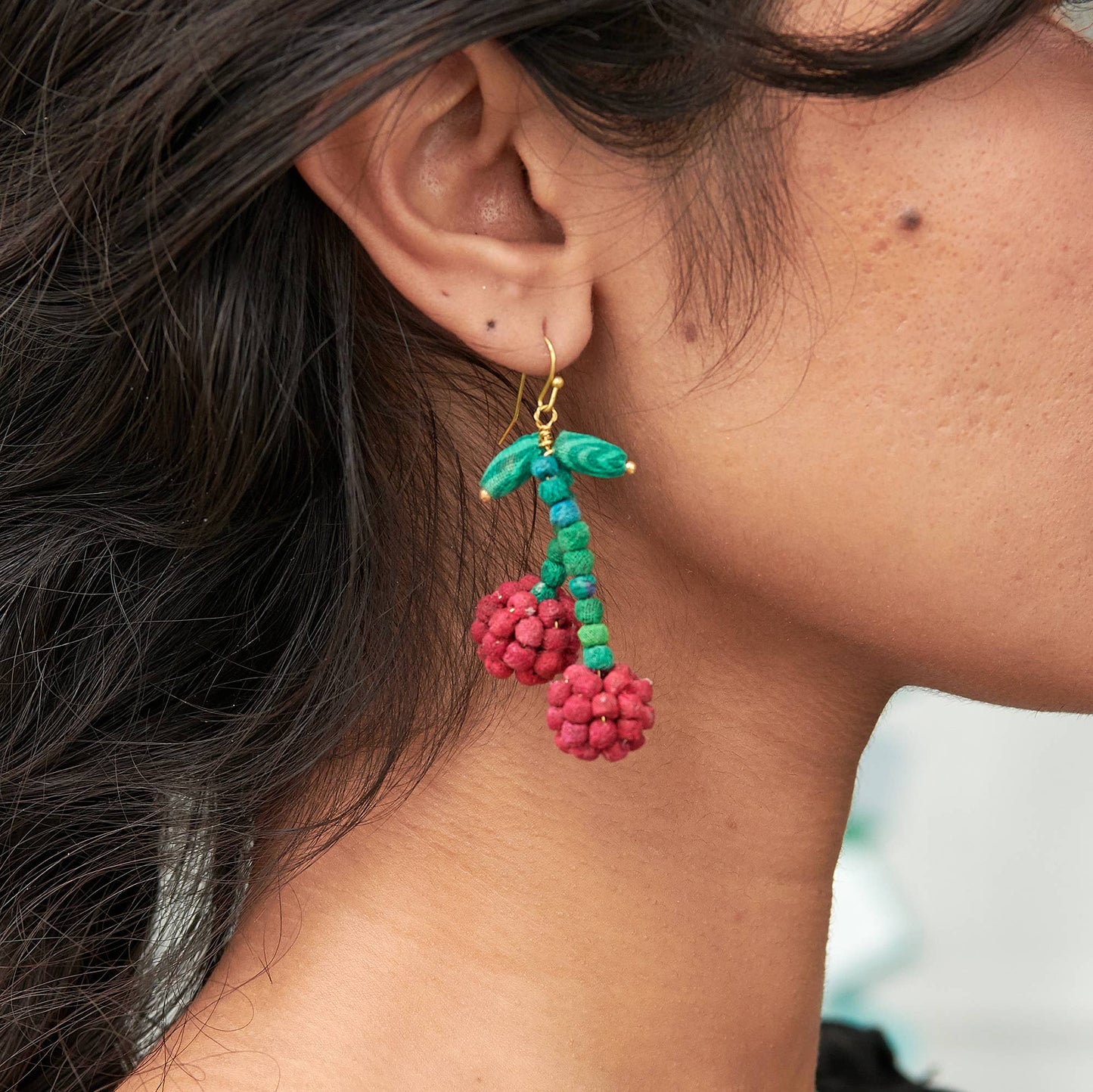 WorldFinds - Kantha Cherry Earrings