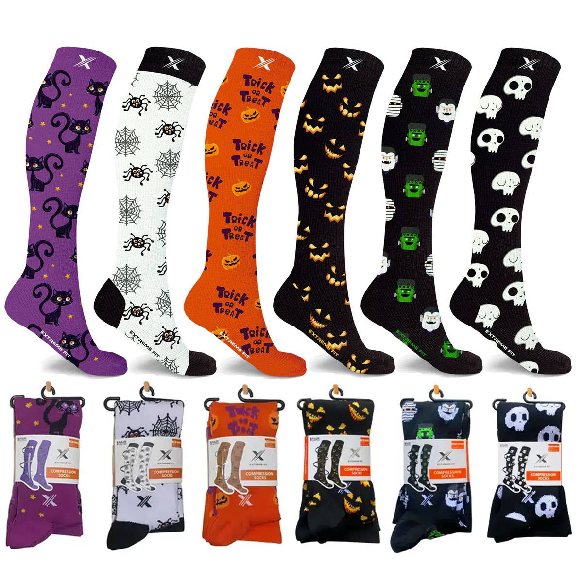 Extreme Fit Wholesale - NOVELTY COLLECTION COMPRESSION SOCKS - 6 ASST STYLES