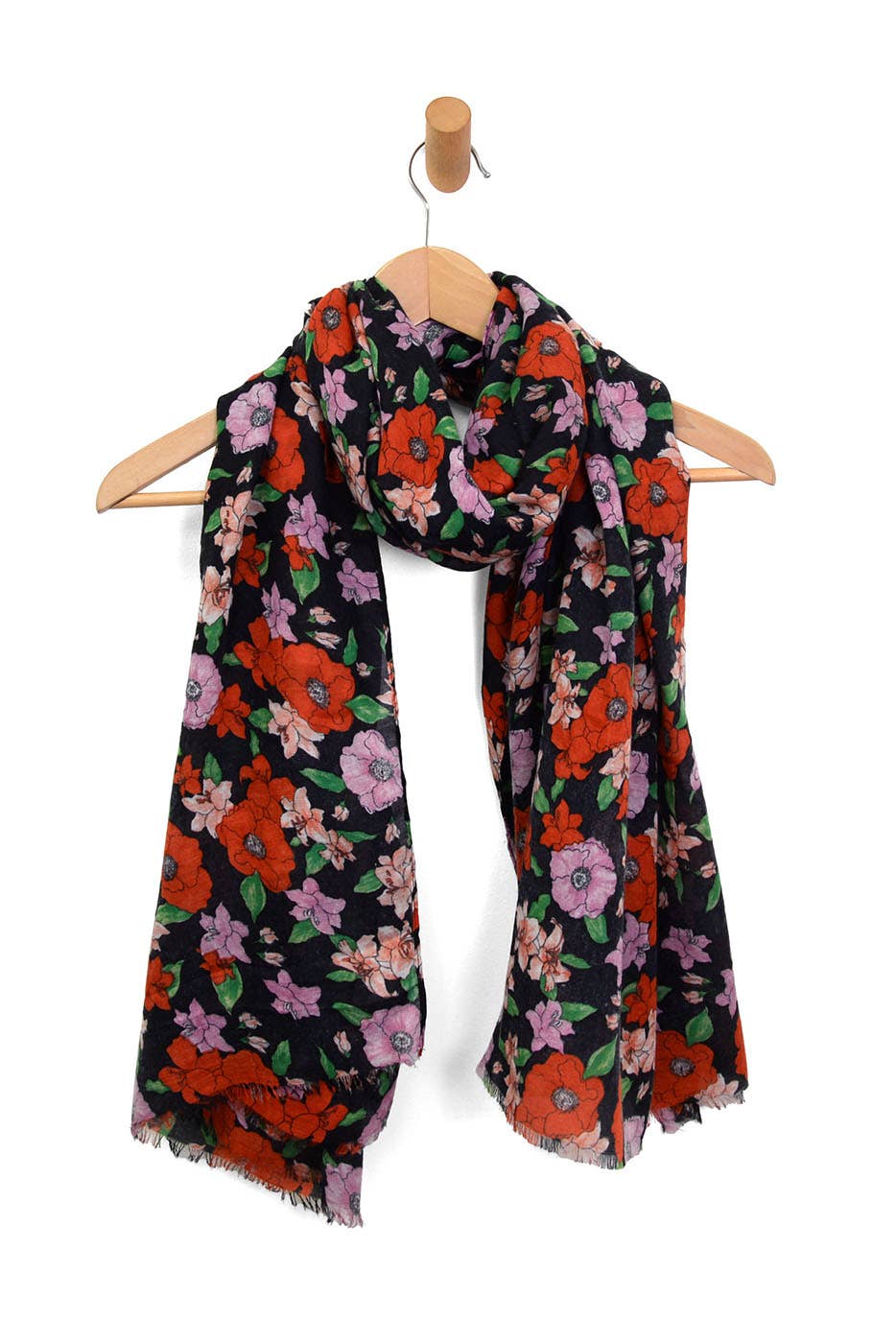 Black Poppy Field Scarf 180X88
