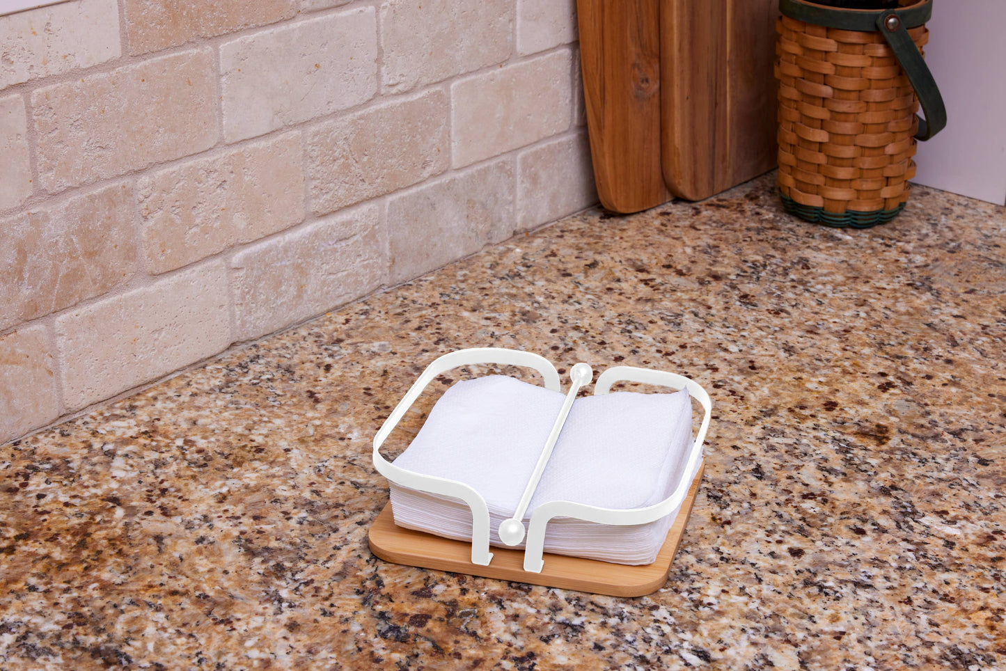 Bamboo Base Napkin Holder - White