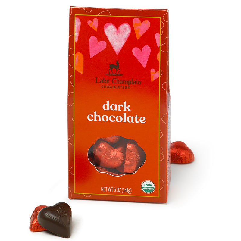 Dark Chocolate Organic Hearts 5oz Box
