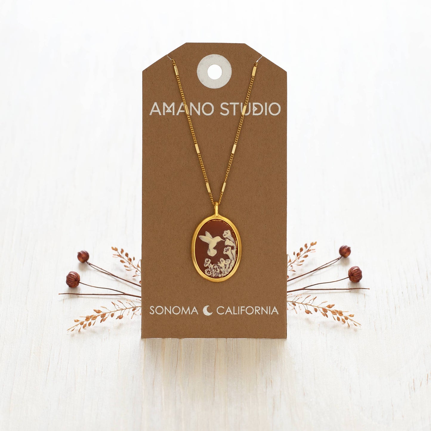 Amano Studio - Hummingbird Vintage Cameo Necklace