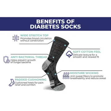 Non-Binding Loose Fit Cotton Diabetic Crew Socks (2 Pairs) - Assorted Colors