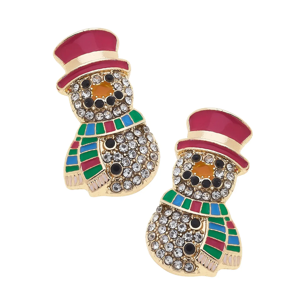 Pave Snowman Stud Earrings in Multi