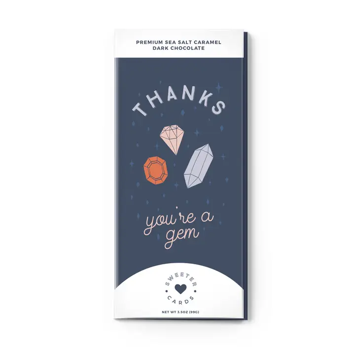 Thank You Card with Chocolate Inside - Thanks, You're A Gem!